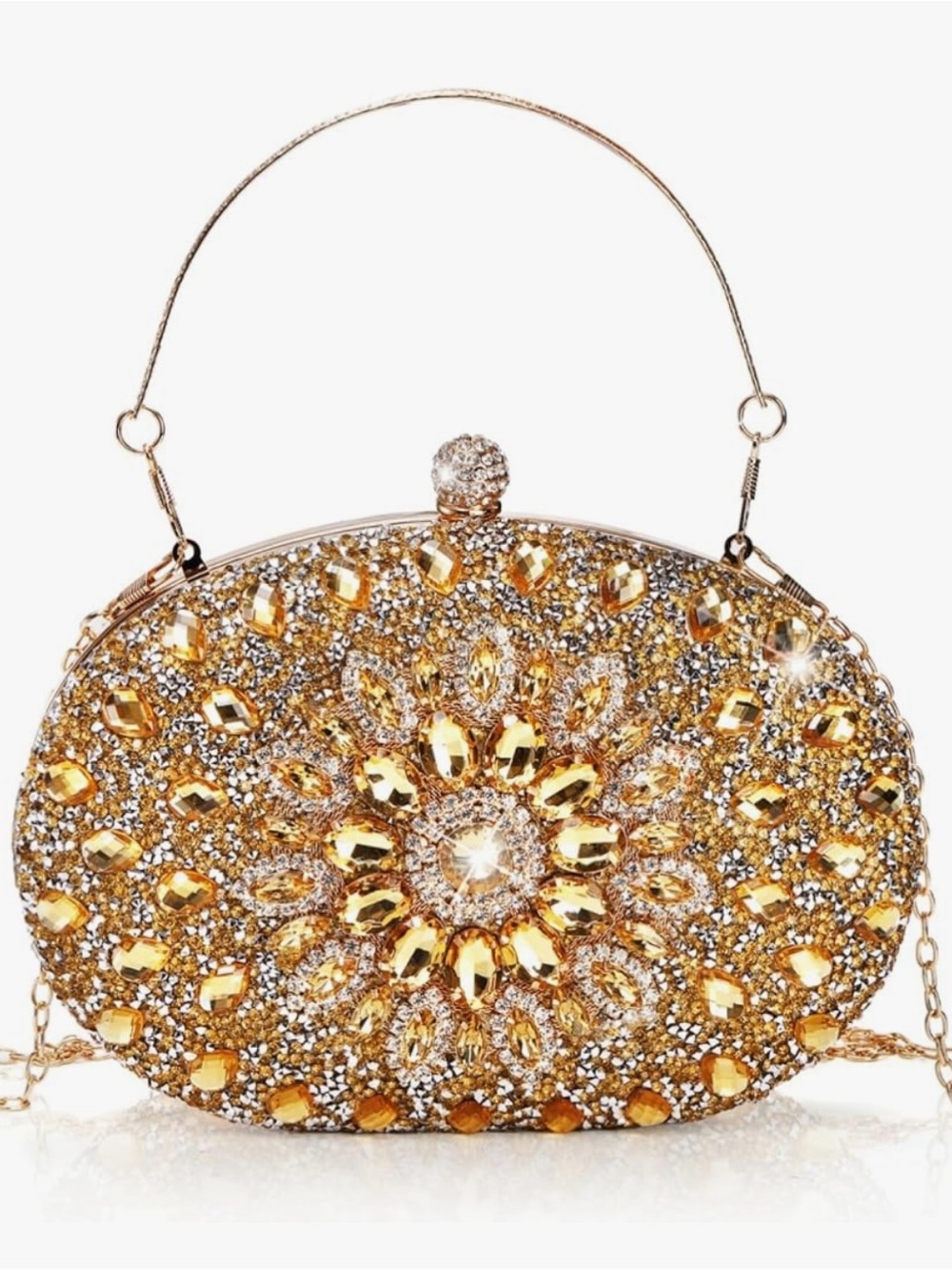 NWT Glamorous Champagne Rhinestone Embellished Evening 3-in-1 Bag